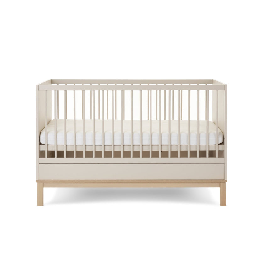 Chambre Duo Astrid - Lit 70x140cm + Commode 3 Tiroires - Satin - Mode Bébé Claye