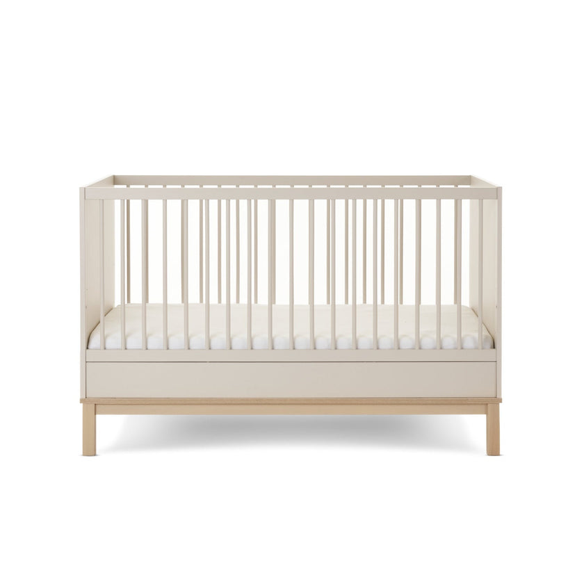 Chambre Duo Astrid - Lit 70x140cm + Commode 3 Tiroires - Satin - Mode Bébé Claye