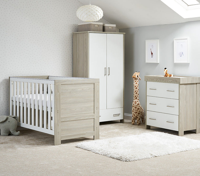 Chambre Trio bébé Nika Gris Lavé et Blanc - Mode Bébé Claye