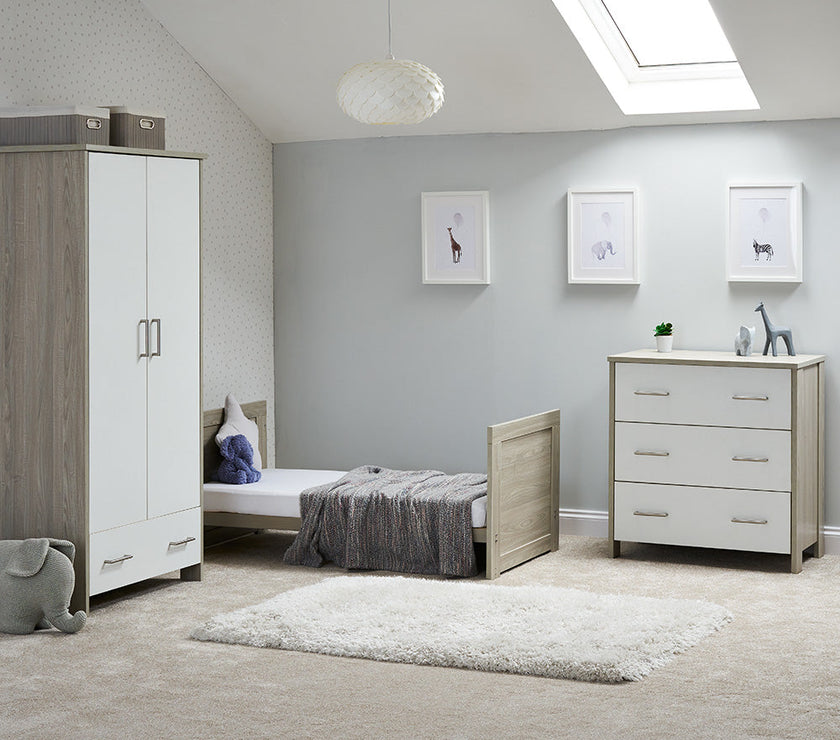 Chambre Trio bébé Nika Gris Lavé et Blanc - Mode Bébé Claye