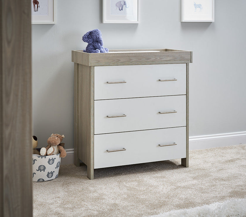 Chambre Trio bébé Nika Gris Lavé et Blanc - Mode Bébé Claye