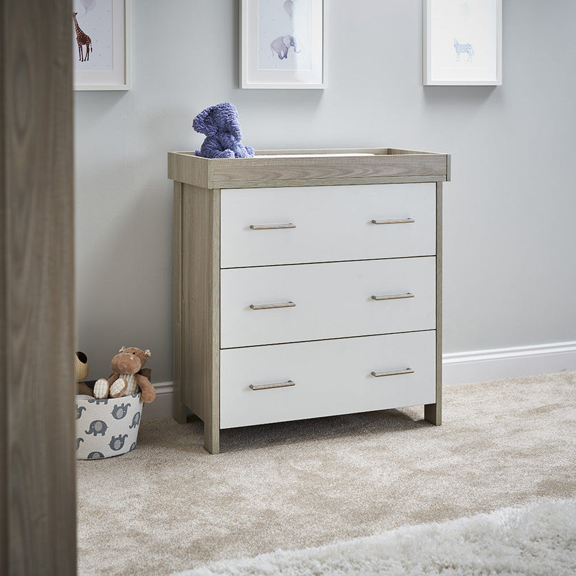 Chambre Trio bébé Nika Gris Lavé et Blanc - Mode Bébé Claye