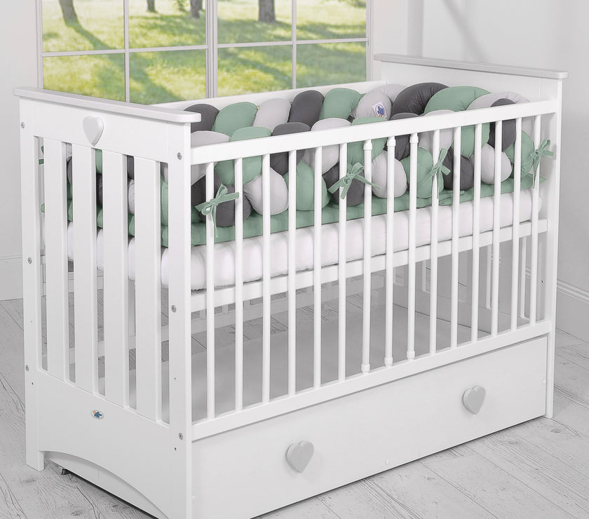Tour de lit Tressé  360 cm - blanc-gris-vert