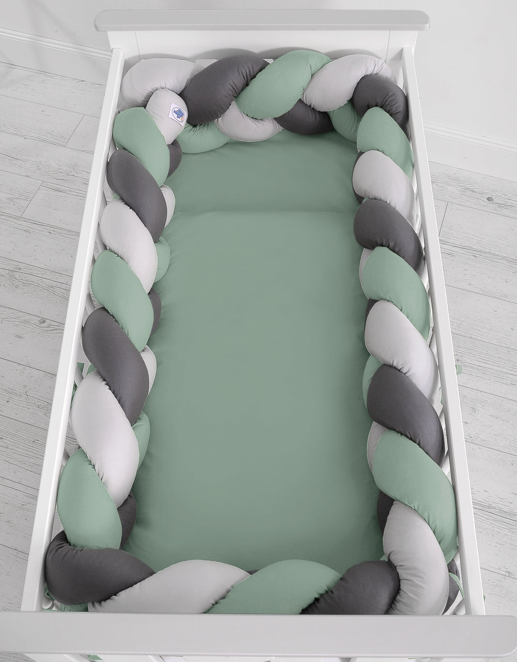 Tour de lit Tressé  360 cm - blanc-gris-vert
