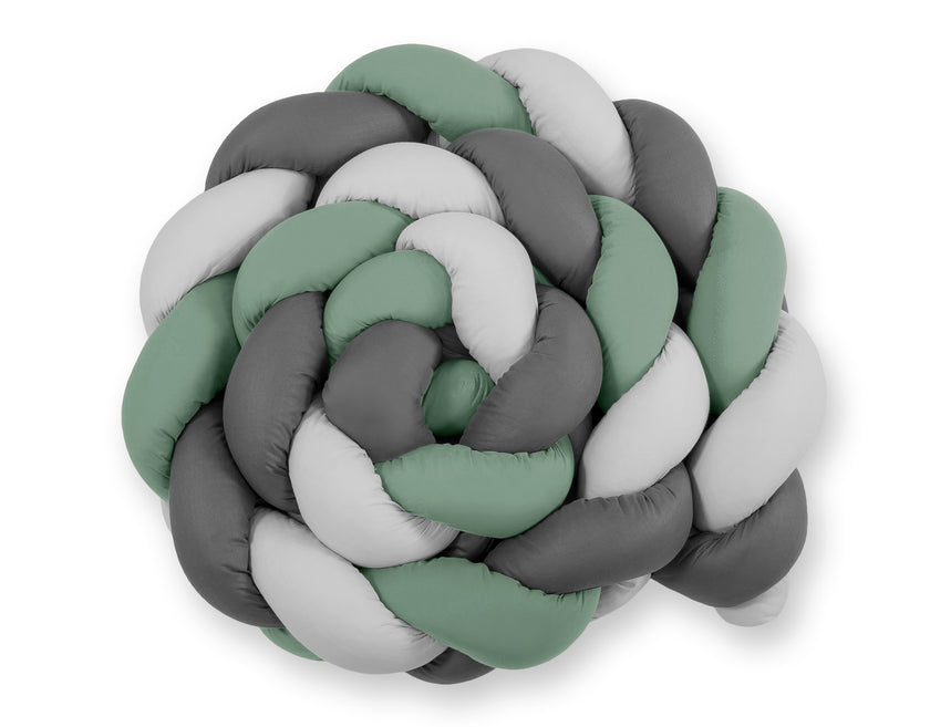 Tour de lit Tressé  360 cm - blanc-gris-vert