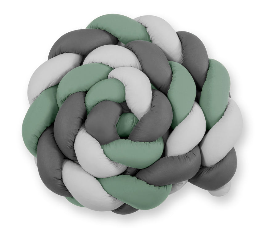 Tour de lit Tressé  360 cm - blanc-gris-vert