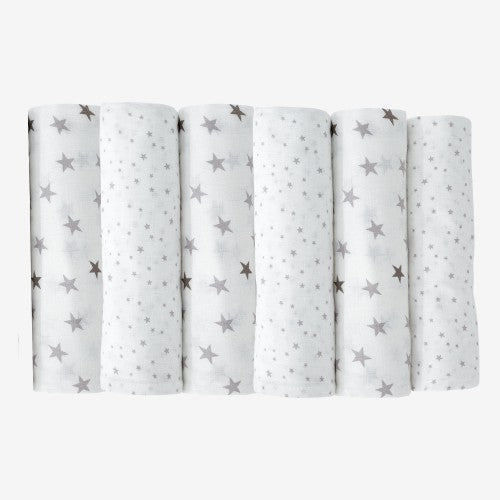 Lot de 6 langes bébé 70*70 cm Etoiles