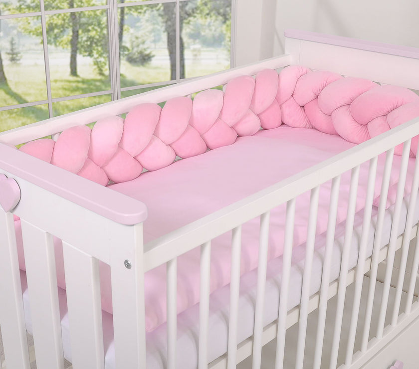 Tour de lit Tressé en pluche - rose