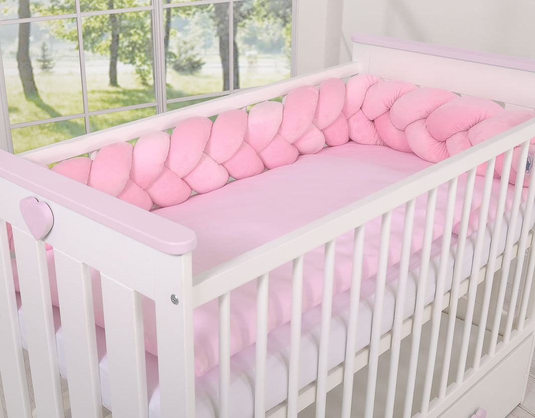 Tour de lit Tressé en pluche - rose