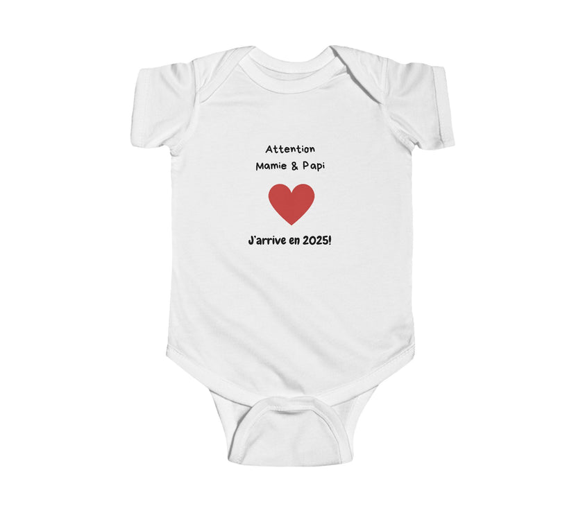 Body bébé annonce de grossesse amusante - J'arrive en 2025 ! - Mode Bébé Claye