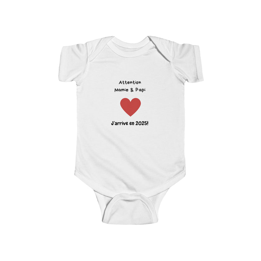 Body bébé annonce de grossesse amusante - J'arrive en 2025 ! - Mode Bébé Claye
