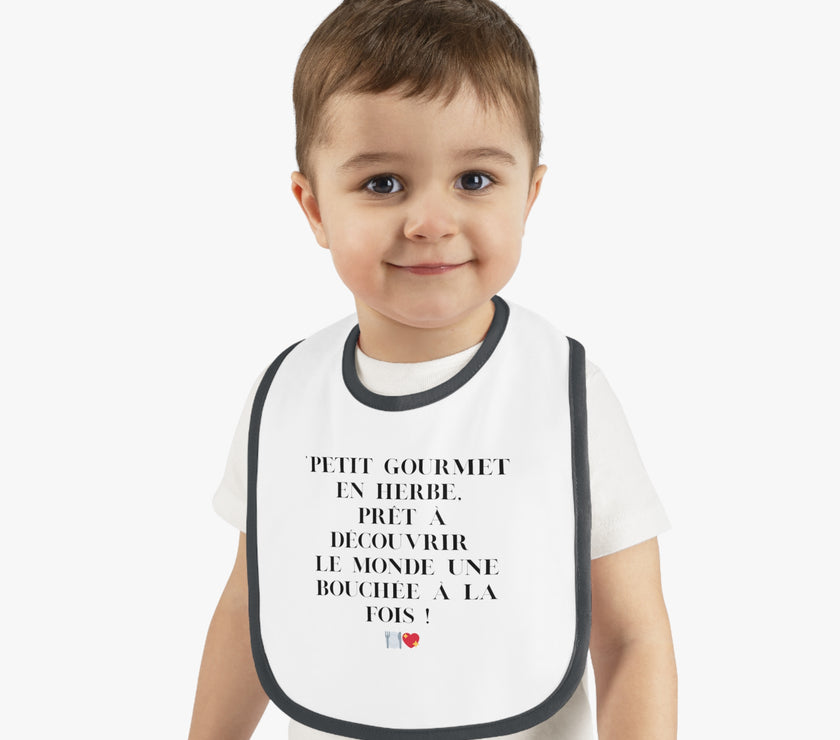 Bavoir Bébé avec message - Petit Gourmet en Herbe - Parfait pour Cadeau - Mode Bébé Claye
