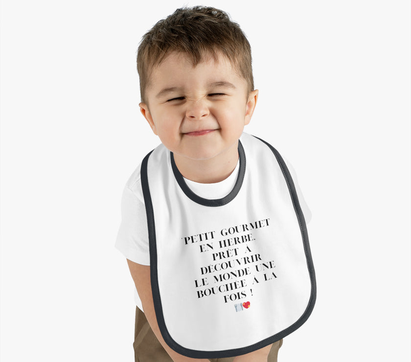 Bavoir Bébé avec message - Petit Gourmet en Herbe - Parfait pour Cadeau - Mode Bébé Claye