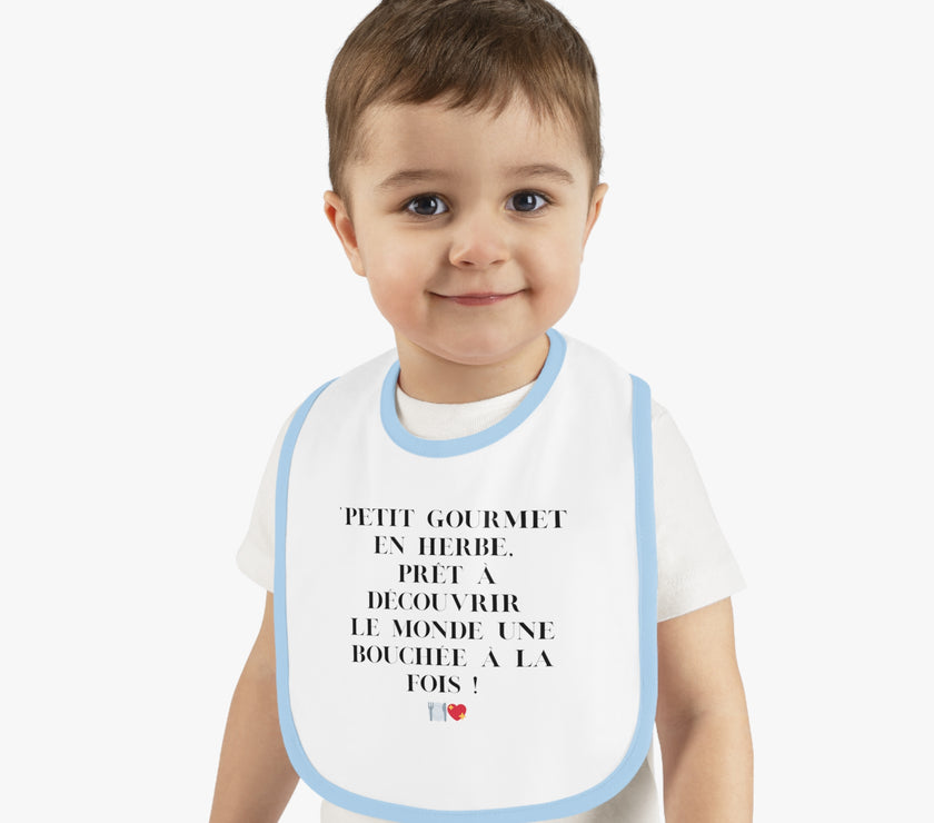 Bavoir Bébé avec message - Petit Gourmet en Herbe - Parfait pour Cadeau - Mode Bébé Claye