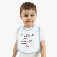 Bavoir Bébé avec message - Petit Gourmet en Herbe - Parfait pour Cadeau - Mode Bébé Claye
