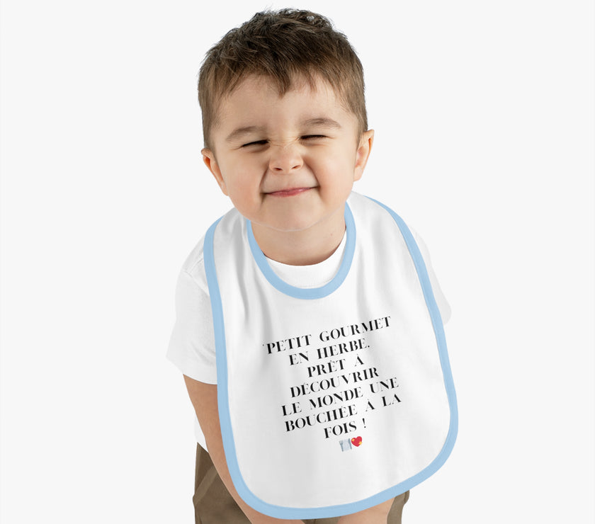 Bavoir Bébé avec message - Petit Gourmet en Herbe - Parfait pour Cadeau - Mode Bébé Claye