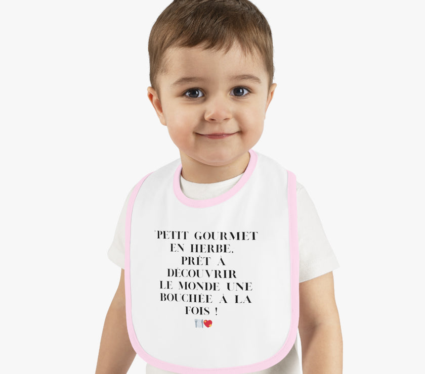 Bavoir Bébé avec message - Petit Gourmet en Herbe - Parfait pour Cadeau - Mode Bébé Claye