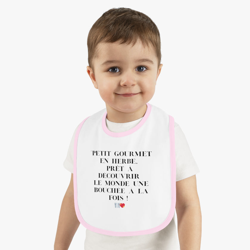 Bavoir Bébé avec message - Petit Gourmet en Herbe - Parfait pour Cadeau - Mode Bébé Claye