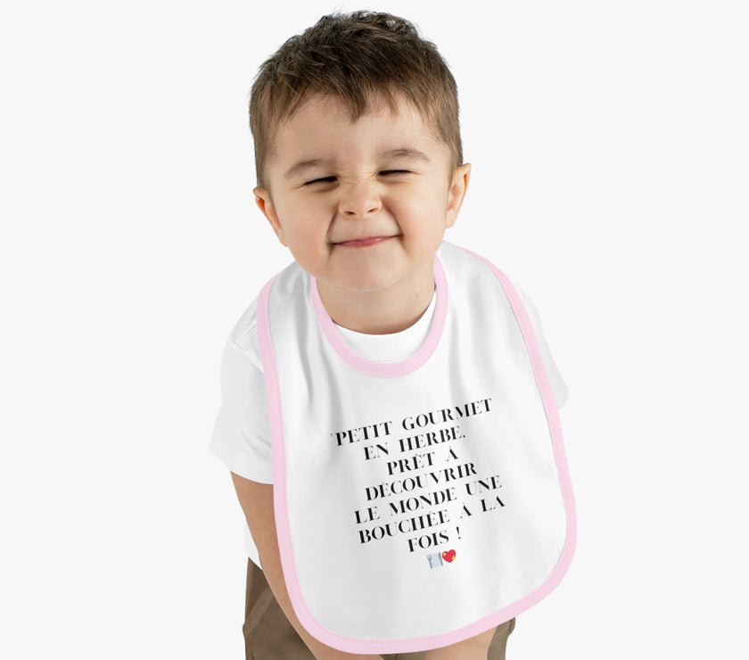Bavoir Bébé avec message - Petit Gourmet en Herbe - Parfait pour Cadeau - Mode Bébé Claye