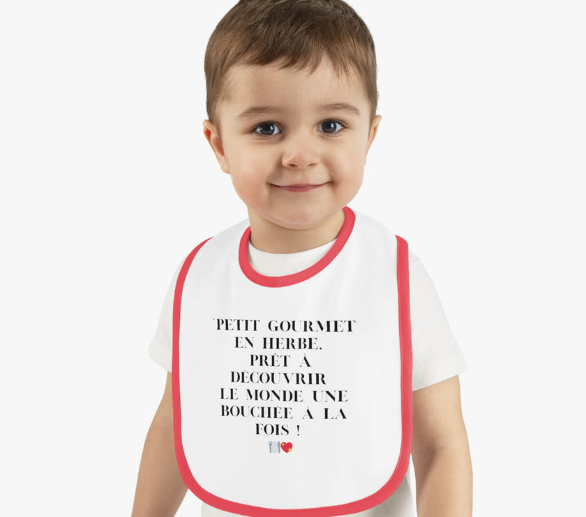 Bavoir Bébé avec message - Petit Gourmet en Herbe - Parfait pour Cadeau - Mode Bébé Claye