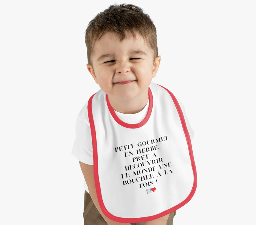 Bavoir Bébé avec message - Petit Gourmet en Herbe - Parfait pour Cadeau - Mode Bébé Claye