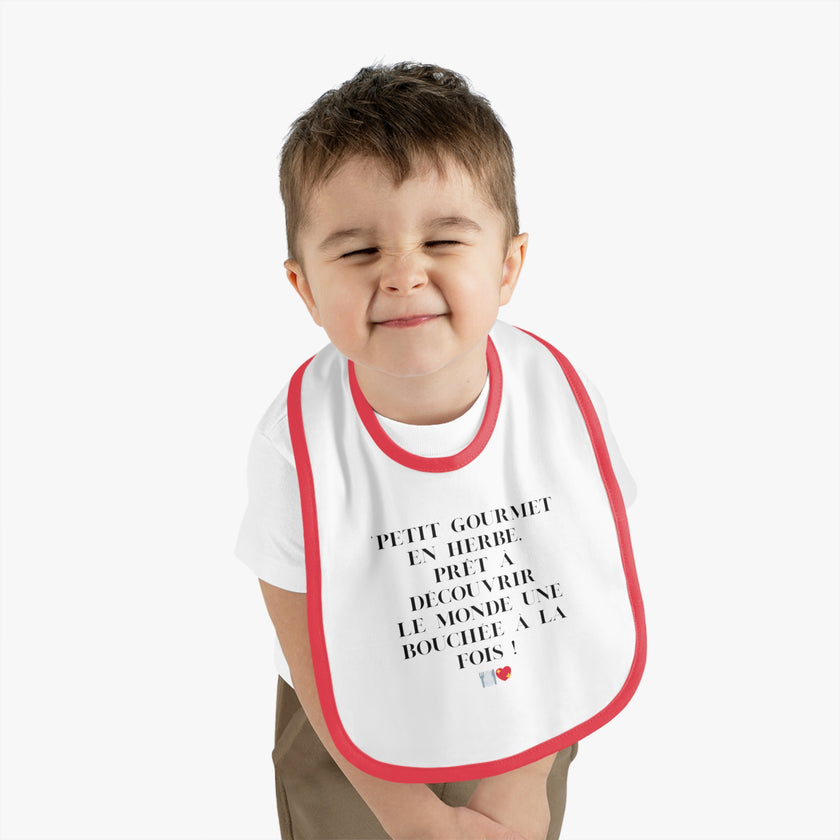 Bavoir Bébé avec message - Petit Gourmet en Herbe - Parfait pour Cadeau - Mode Bébé Claye