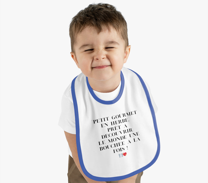 Bavoir Bébé avec message - Petit Gourmet en Herbe - Parfait pour Cadeau - Mode Bébé Claye