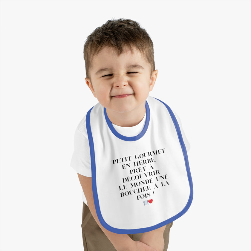 Bavoir Bébé avec message - Petit Gourmet en Herbe - Parfait pour Cadeau - Mode Bébé Claye