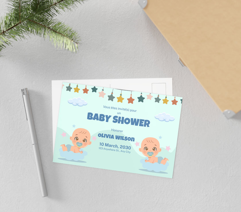 Baby Shower Fine Art Postcards with Cute Babies - Invitation Cards - Mode Bébé Claye