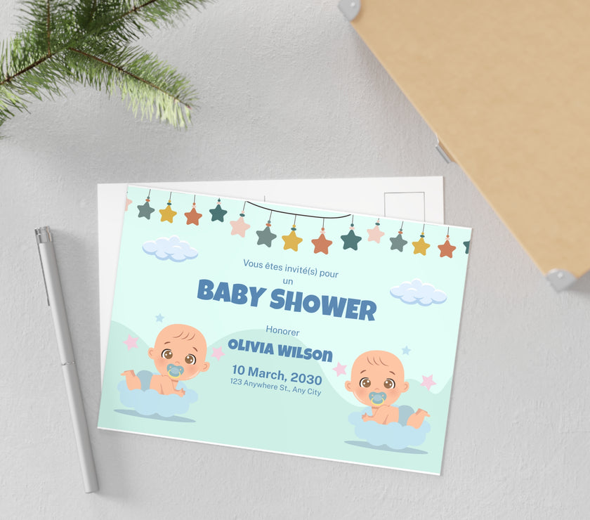 Baby Shower Fine Art Postcards with Cute Babies - Invitation Cards - Mode Bébé Claye