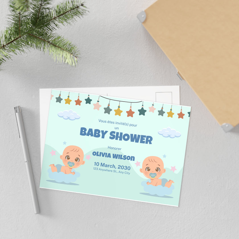 Baby Shower Fine Art Postcards with Cute Babies - Invitation Cards - Mode Bébé Claye
