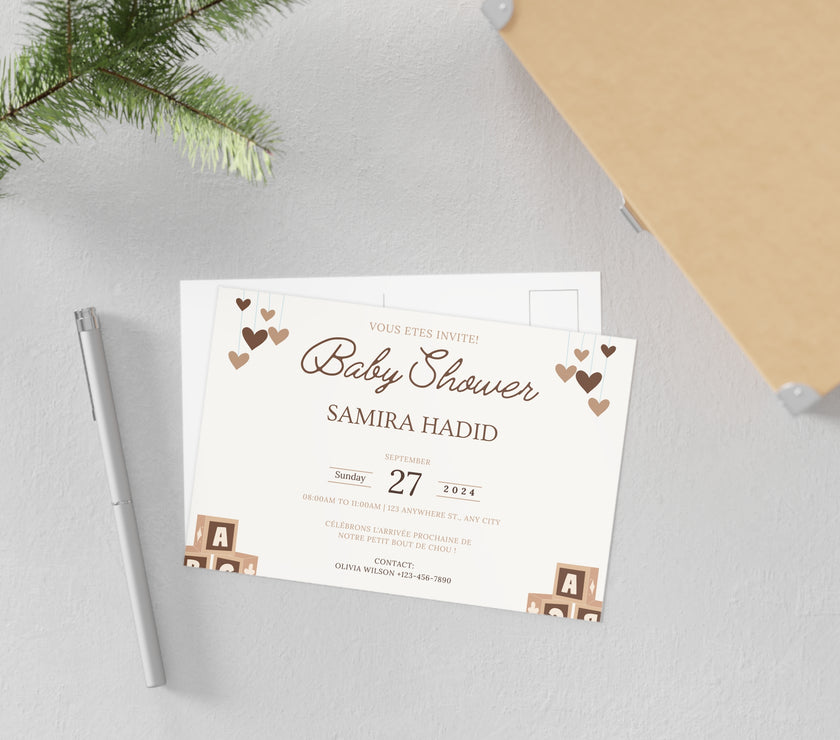 Baby Shower Fine Art Postcards with Cute Babies - Invitation Cards - Mode Bébé Claye