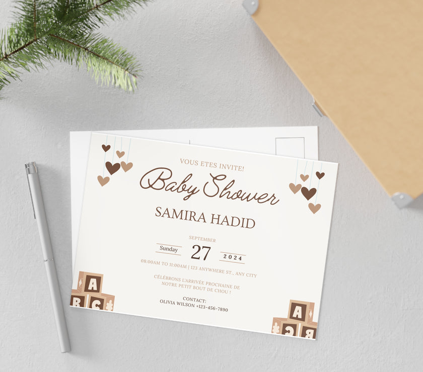 Baby Shower Fine Art Postcards with Cute Babies - Invitation Cards - Mode Bébé Claye