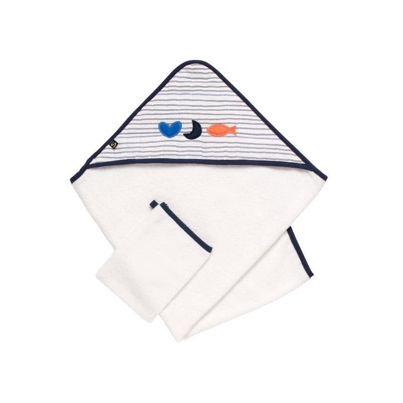 Baby Sailor bath cape 75x75 + glove
