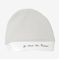 Bonnet naissance "je veux des Bisous" - Gris - Mode Bébé Claye