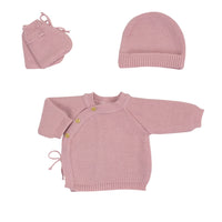 Brassière naissance chaussons et bonnet  VIEUX ROSE - Mode Bébé Claye