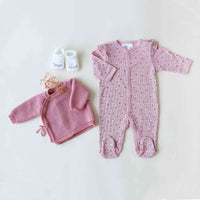 Brassière naissance chaussons et bonnet  VIEUX ROSE - Mode Bébé Claye