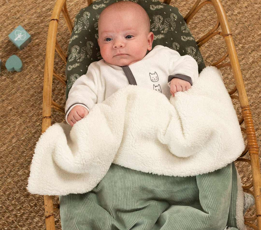 Couverture Sherpa vert - Mode Bébé Claye