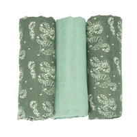 Lot de 3 langes bébé 70x70cm - Feuilles - Mode Bébé Claye