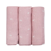 Lot de 3 langes bébé - Pétales roses - Mode Bébé Claye