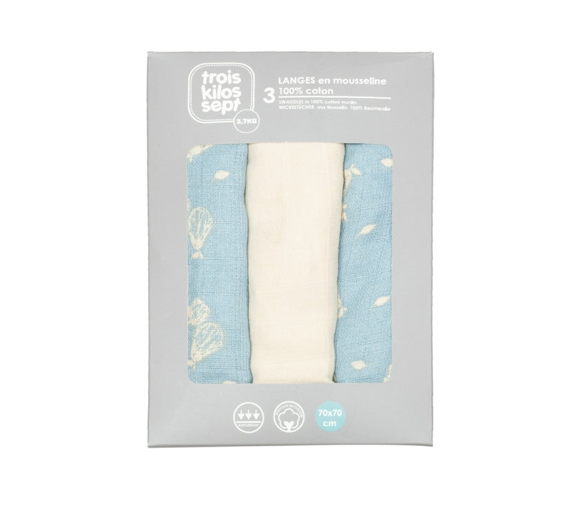 Lot de 3 langes bébé - Poires - Mode Bébé Claye