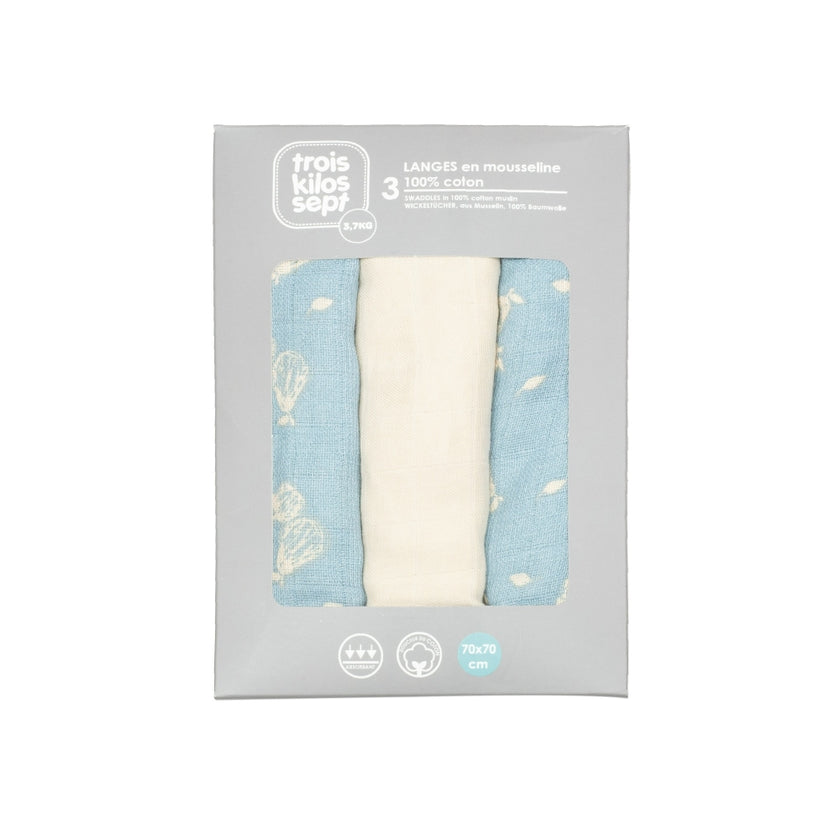 Lot de 3 langes bébé - Poires - Mode Bébé Claye