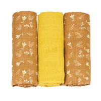 Lot de 3 langes Camel et fleuris - 70x70cm - Mode Bébé Claye
