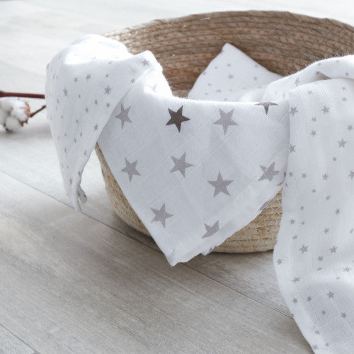 Lot de 6 langes bébé 70*70 cm Etoiles - Mode Bébé Claye