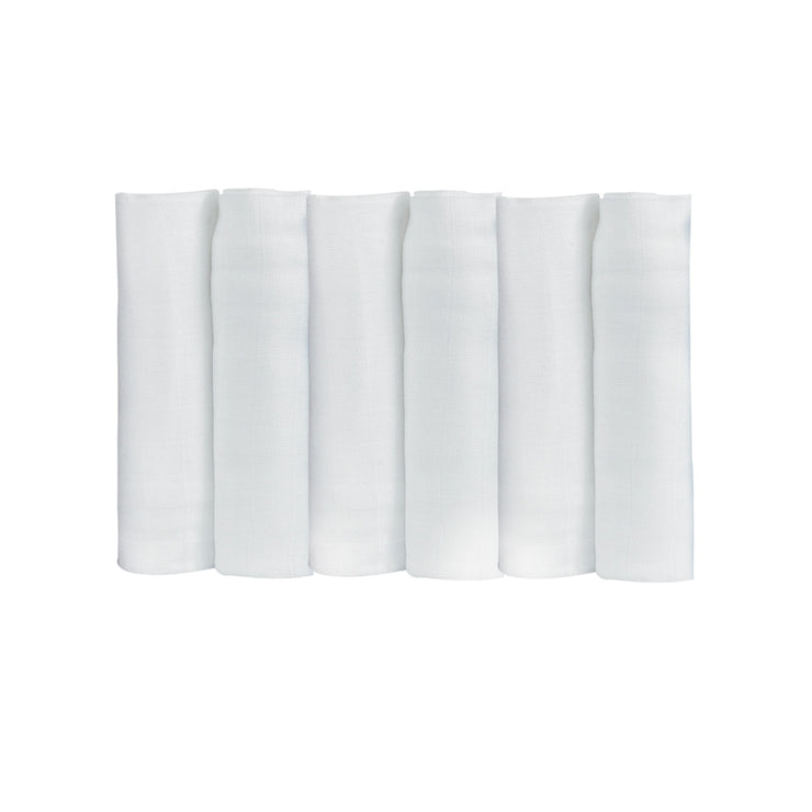Lot de 6 langes bébé - Blanc uni 70x70cm - Mode Bébé Claye