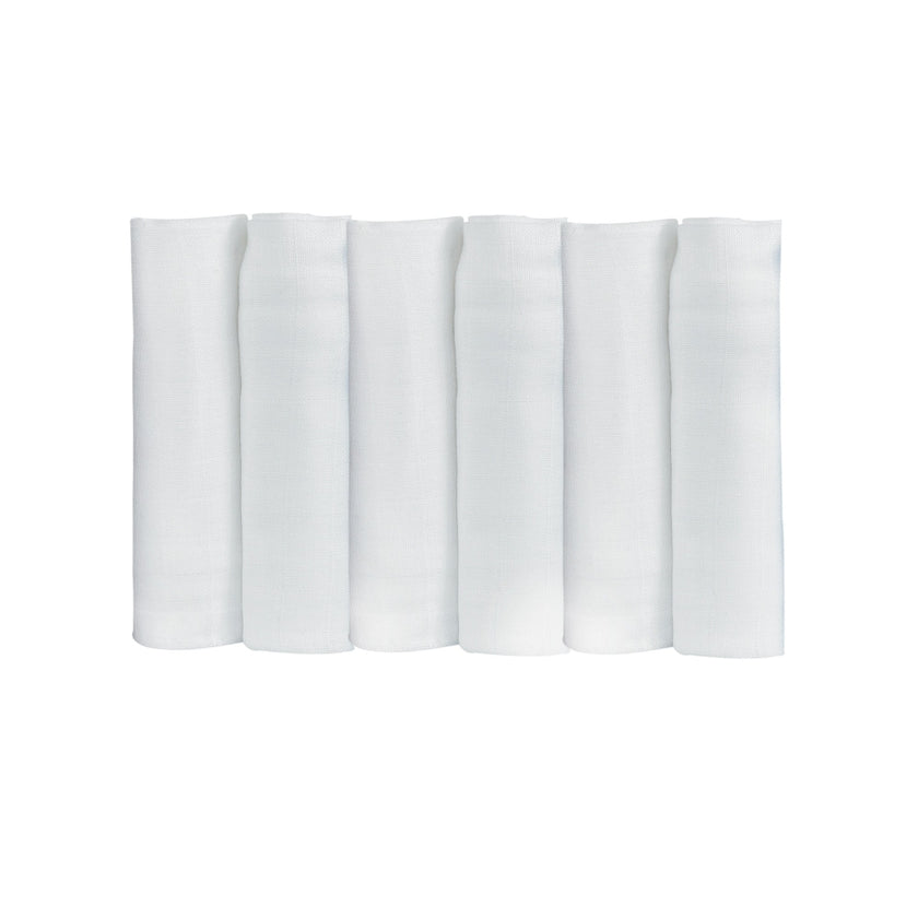Lot de 6 langes bébé - Blanc uni 70x70cm - Mode Bébé Claye