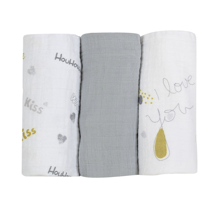 Lot de3  langes - Love you - Mode Bébé Claye