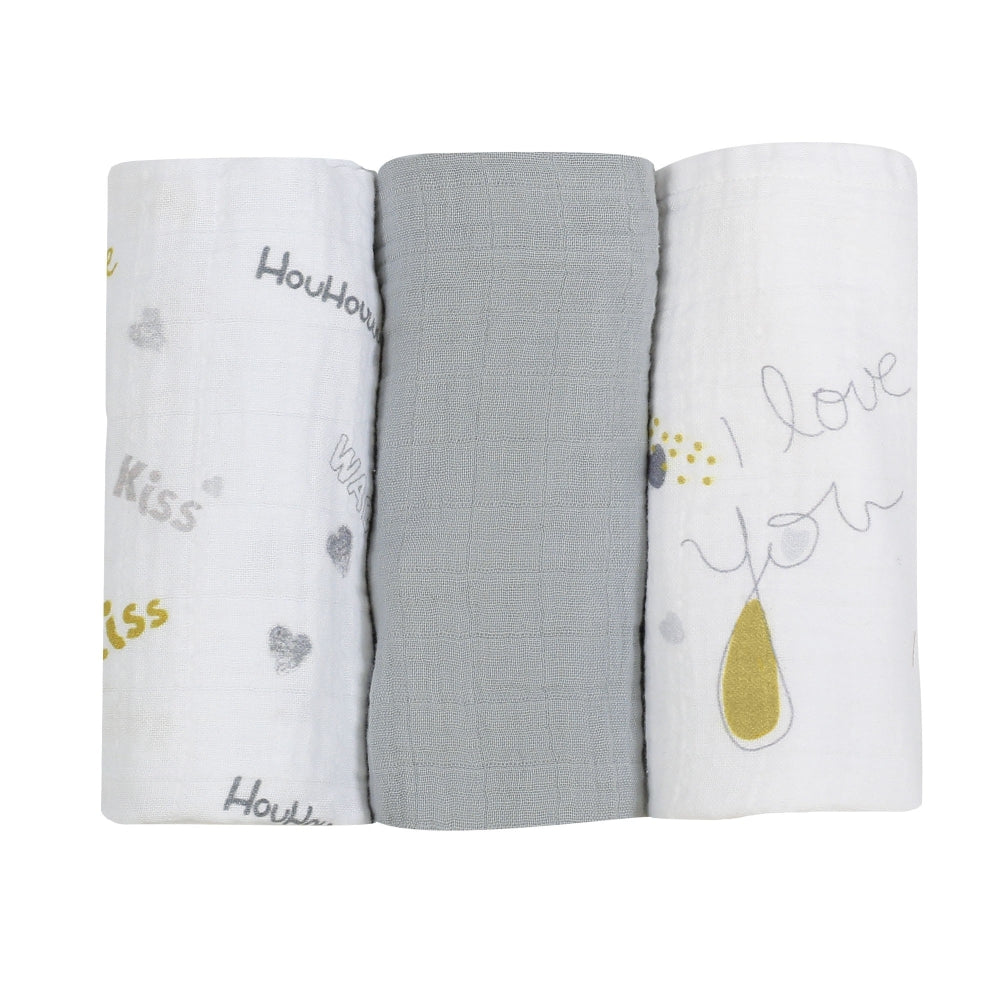 Lot de3  langes - Love you - Mode Bébé Claye