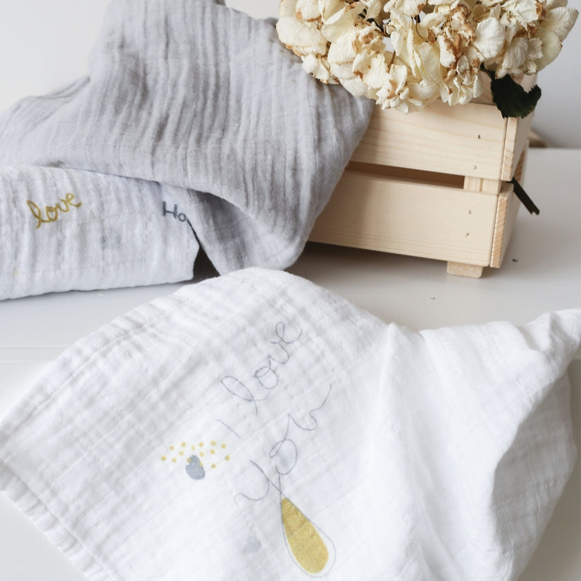 Lot de3  langes - Love you - Mode Bébé Claye
