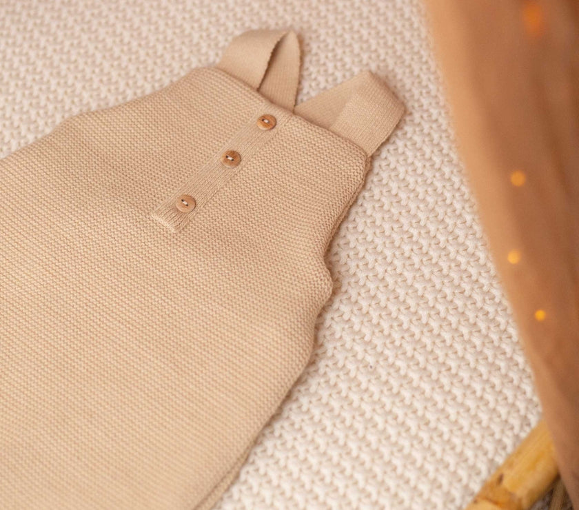 Salopette bébé en maille - Caramel - Mode Bébé Claye